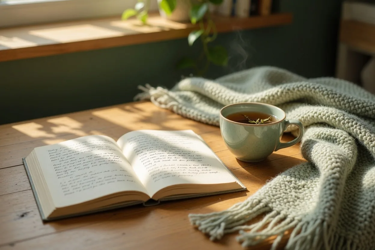 Peaceful self-care reading nook